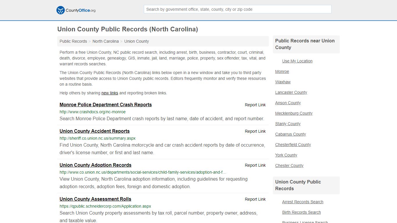 Public Records - Union County, NC (Business, Criminal, GIS ...